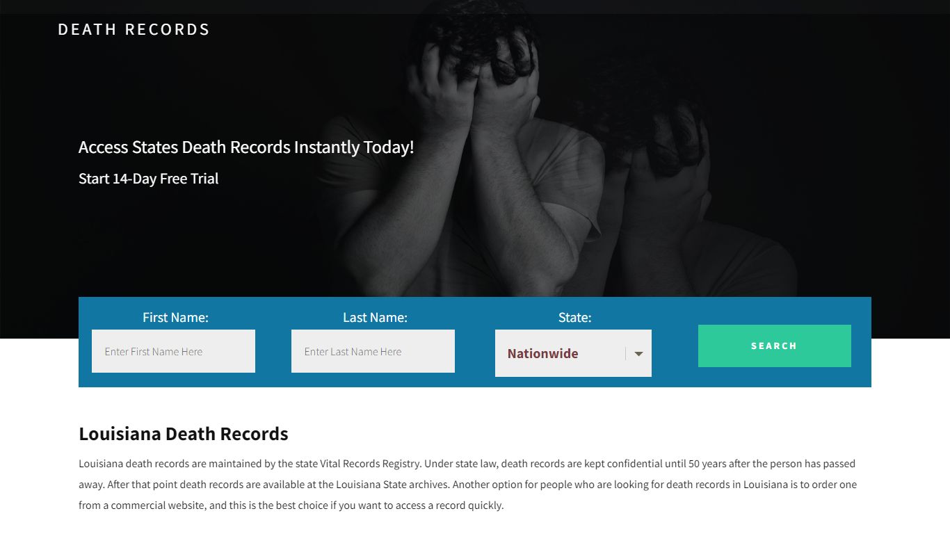 Louisiana Death Records | Enter Name and Search | 14 Days Free